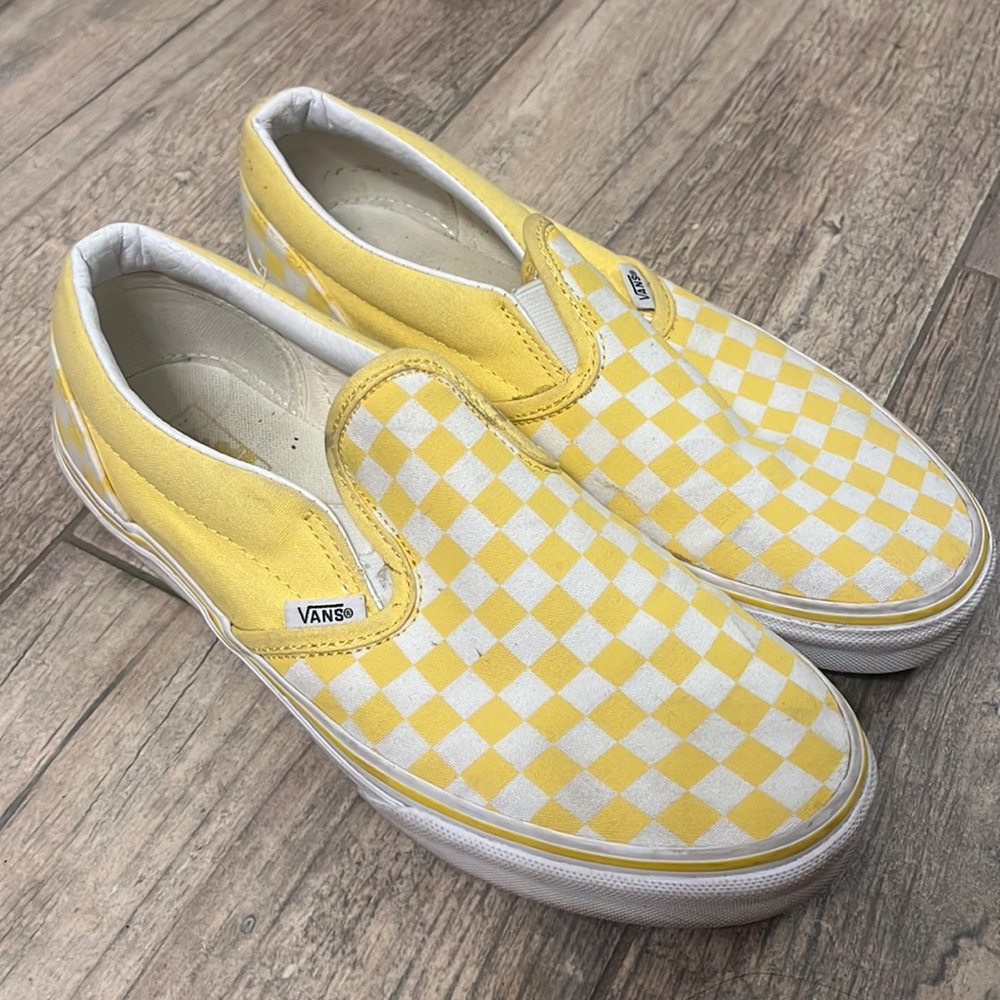 Vans bright yellow checkerboard sneakers size 8.5